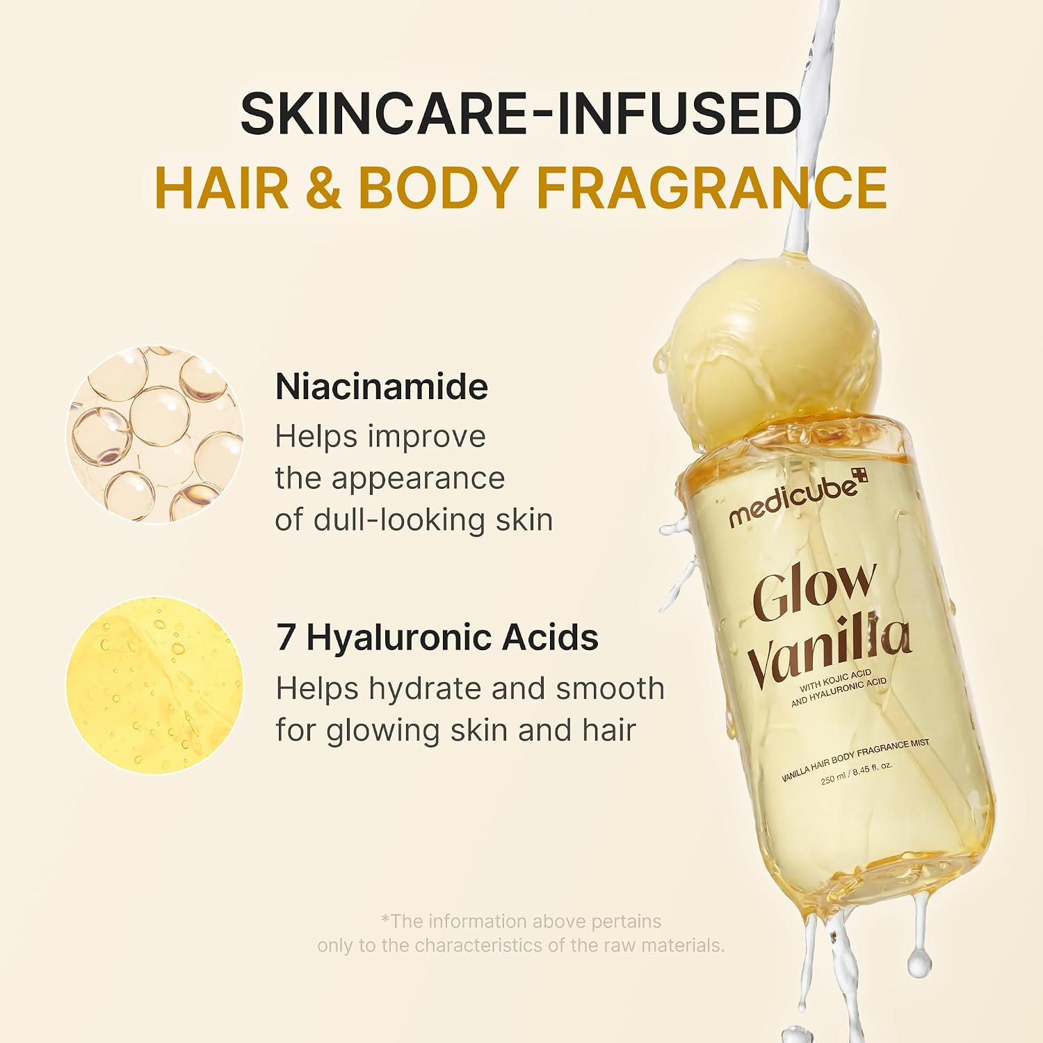 میست خوشبوکننده مو و بدن مدی کیوب Glow Vanilla حجم 100 میلیلیتر نتهای رایحه میست گلو وانیلا مدی کیوب