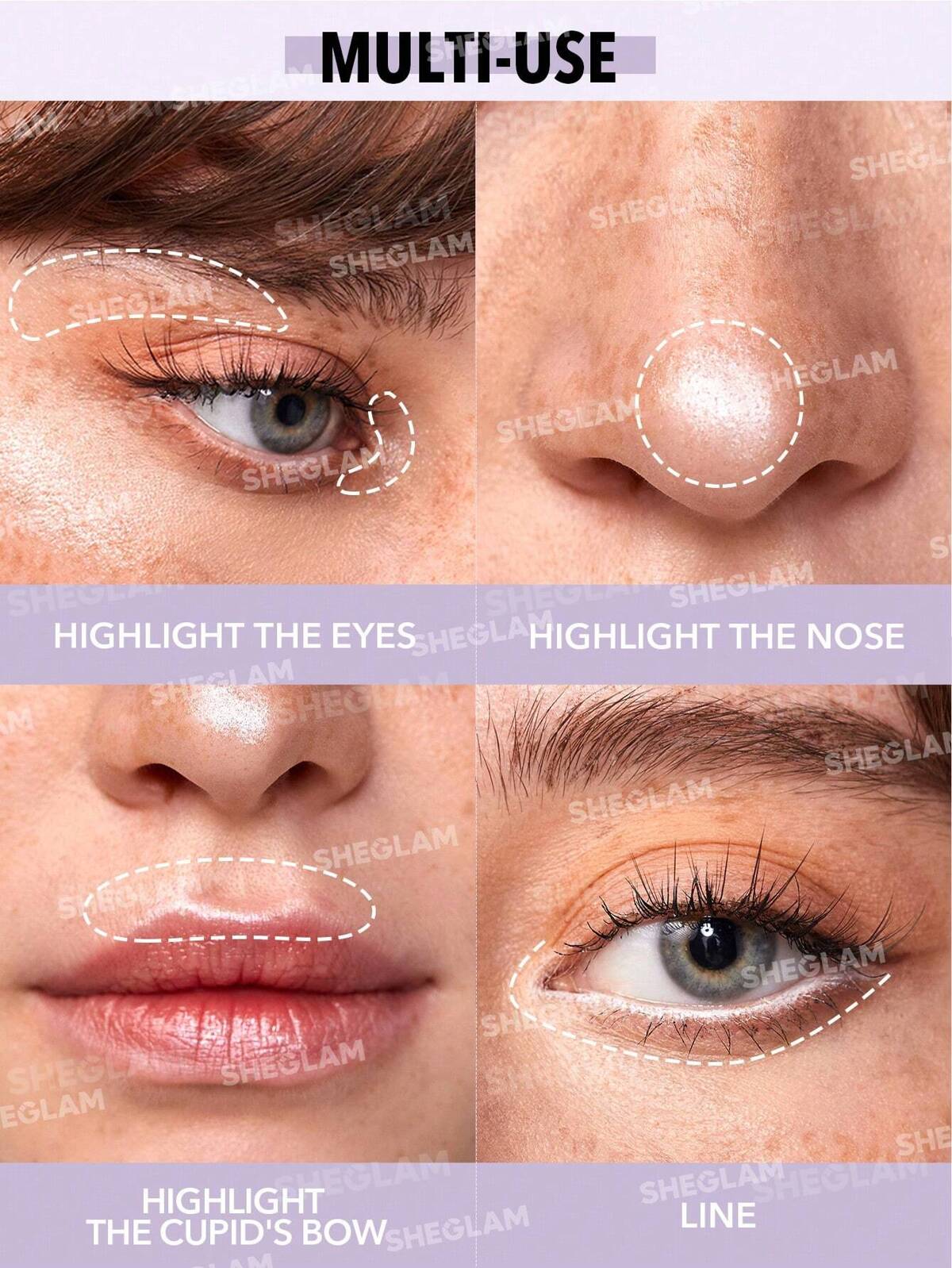 مداد هایلایتر شیگلم Fairy Wand رنگ Ethereal نمای رنگ و کاربرد مداد هایلایتر شیگلم Ethereal