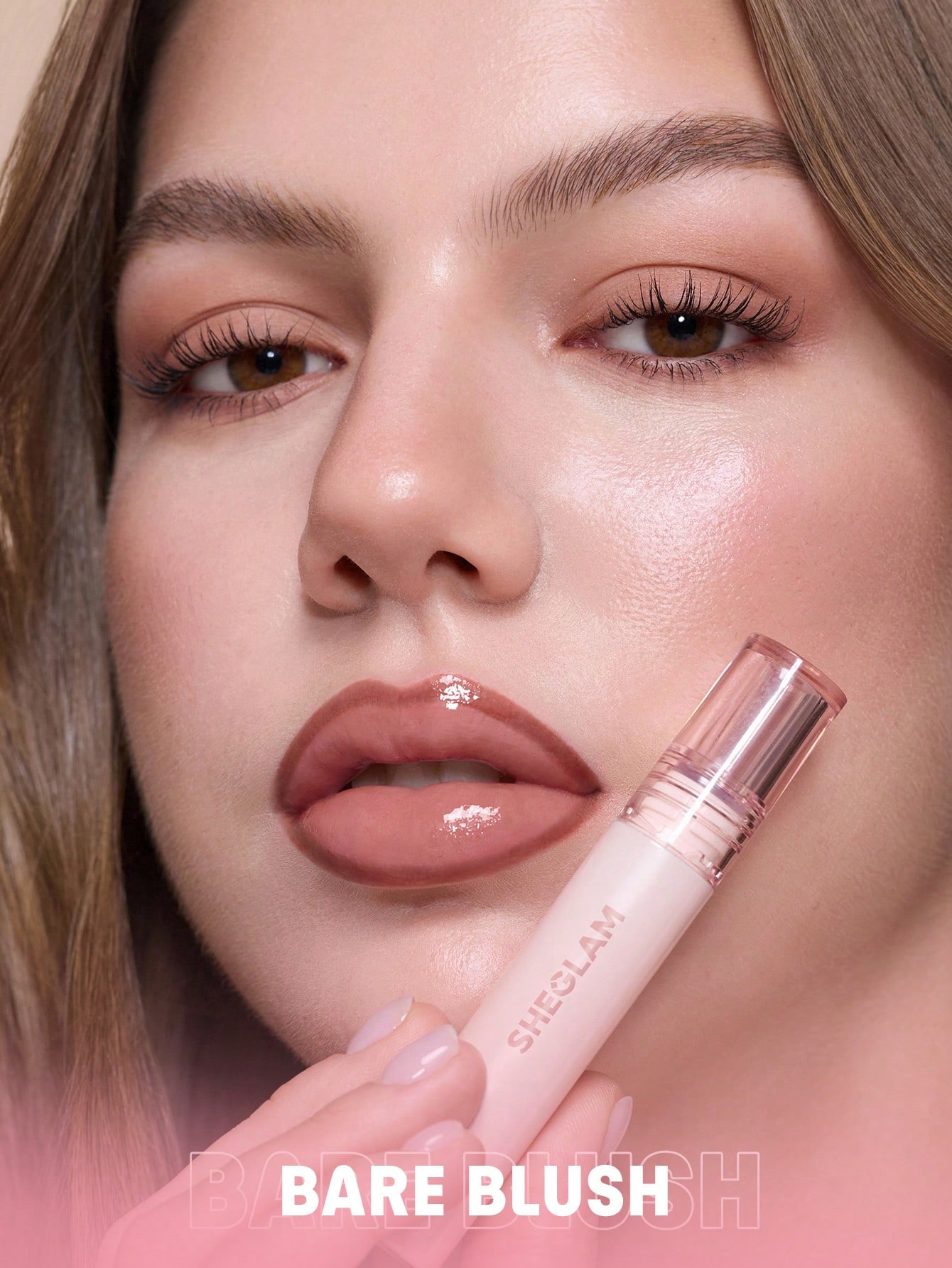 تینت خط لب پیل آف شیگلم Fall In Line رنگ Bare Blush نمای رنگ Bare Blush خط لب شیگلم