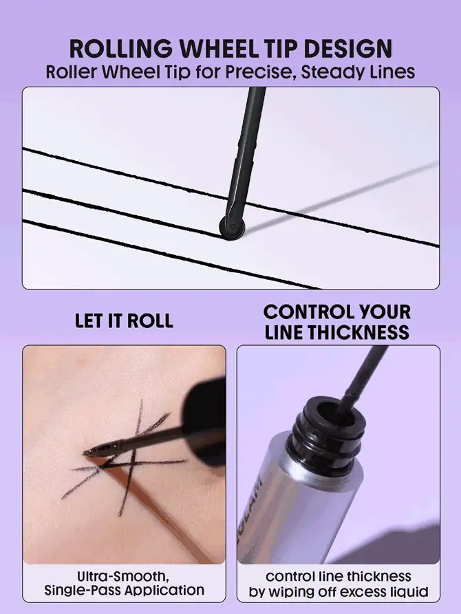 خط چشم رولی مشکی شیگلم Swift Stroke Roller Eyeliner Pen نمای خط مشکی خط چشم رولی شیگلم Swift Stroke