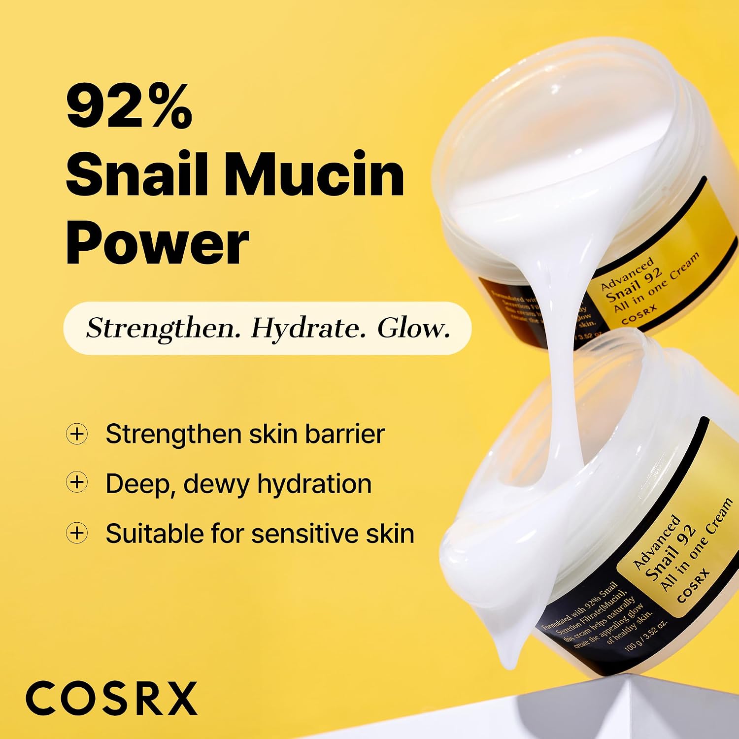 کرم حلزون ۹۲ کوزارکس ۱۰۰ گرم | COSRX Advanced Snail 92 All In One Cream ویژگی های کرم حلزون 92 درصد کوزارکس برای رطوبت و تقویت سد پوستی